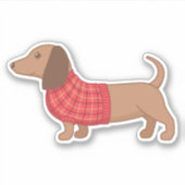 Dachshund Wiener Dog Red Plaid Sweater Aufkleber (Vorderseite)