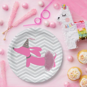 Dachshund Wiener Dog Rosa Tutu Party Teller