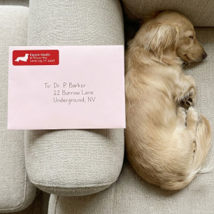 Dachshund Wiener Dog Rote Rücksende-Adresse Et