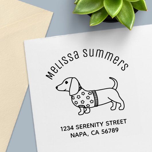 Dachshund Wiener Dog Star Sweater Arch Address Permastempel