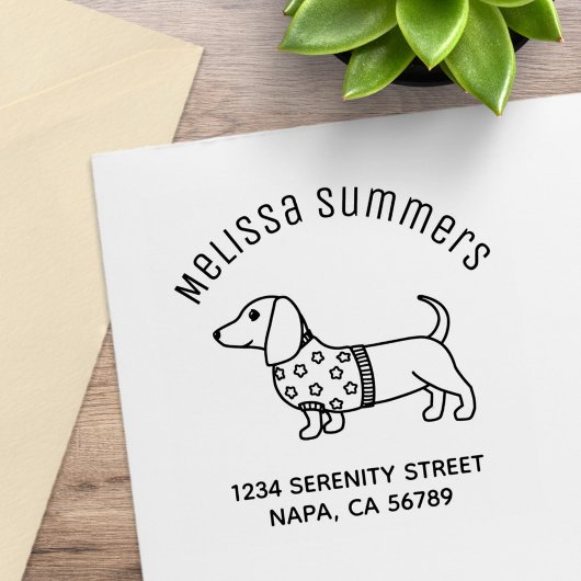 Dachshund Wiener Dog Stern Pullover Adresse Gummistempel