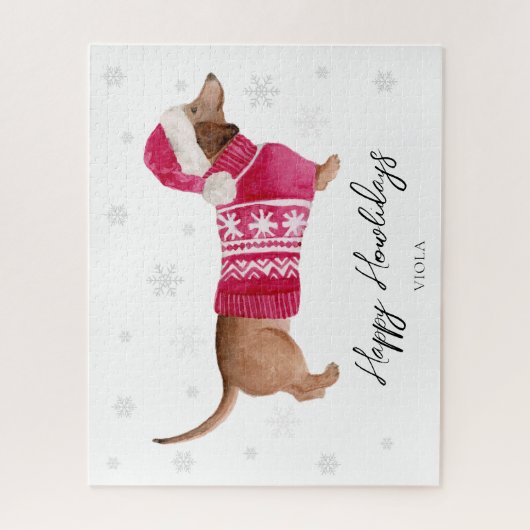 Dachshund Wiener Dog Watercolor Pet Gift Puzzle (Vertikal)