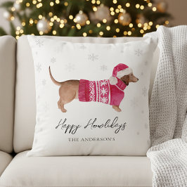 Dachshund Wiener Dog Watercolor Pet Holiday Kissen