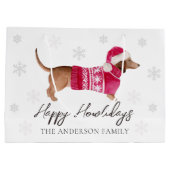 Dachshund Wiener Dog Watercolor Pet Winter Holiday Große Geschenktüte (Rückseite)