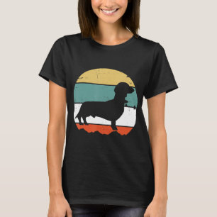 Dachshund Wiener Süßer Hund Welpe Besitzer Retro V T-Shirt