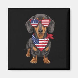 Dachshund Wiener USA US-Flagge 4. Juli Amerika C Magnet