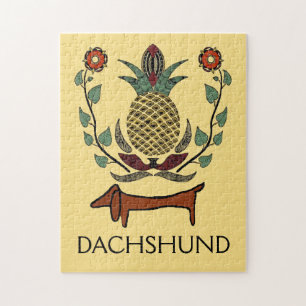 Dachshund Willkommen Ananas, Text bearbeiten Puzzle