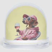 Dachshund Wine Drinker Schneekugeln (Rückseite)
