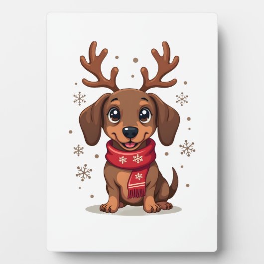 Dachshund Winter Freude Fotoplatte (Vorderseite)