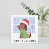 Dachshund-Winter-Grußkarte (Stehend Vorderseite)