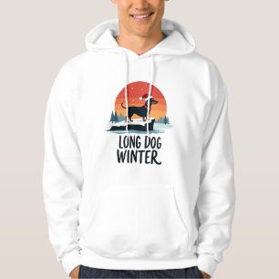 Dachshund Winter Sonnenuntergang Design mit langem Hoodie