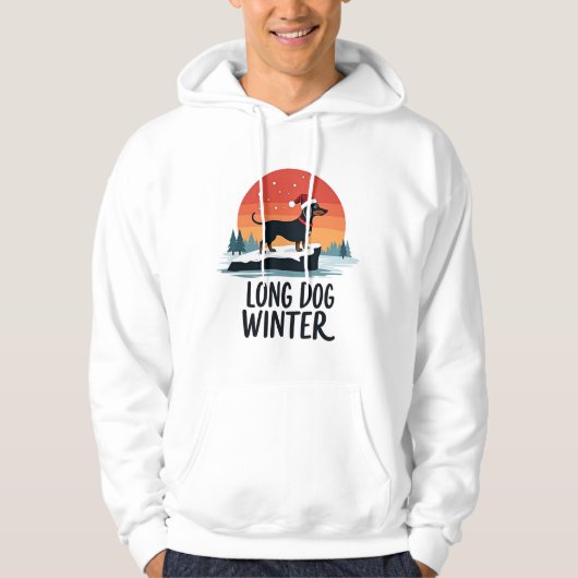 Dachshund Winter Sunset Design with Long Dog Hoodie (Vorderseite)