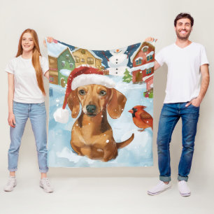 Dachshund Winter Wonderland Weihnachtsfreude Fleecedecke