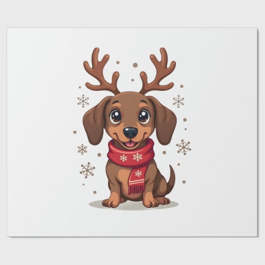 Dachshund Winterfreude Geschenkpapier (Flach)