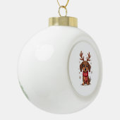 Dachshund Winterfreude Keramik Kugel-Ornament (Links)