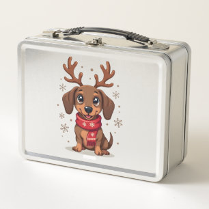 Dachshund Winterfreude Metall Brotdose