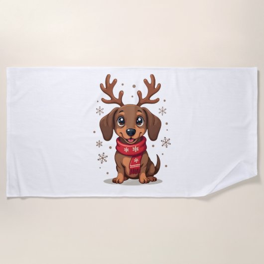 Dachshund Winterfreude Strandtuch (Vorderseite)