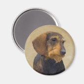Dachshund (Wirehaired) Painting Original Dog Art Magnet (Vorderseite/Rückseite)