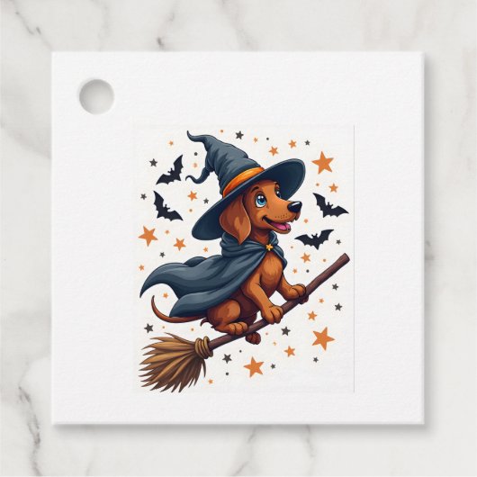 Dachshund-Witches-Schmaus Geschenkanhänger (Vorderseite)