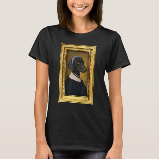 Dachshund with a Pearl Necklace Painting Dachshund T-Shirt (Vorderseite)