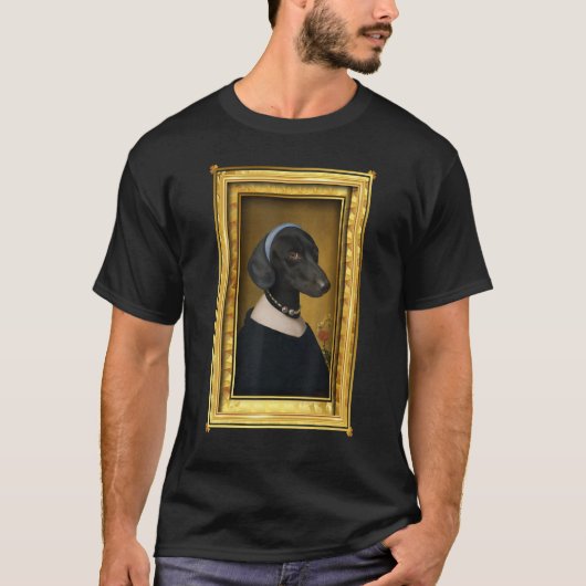 Dachshund with a Pearl Necklace Painting Dachshund T-Shirt (Vorderseite)