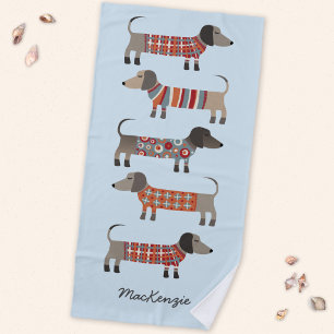 Dachshund Wurst Hund Personalisiert Strandtuch