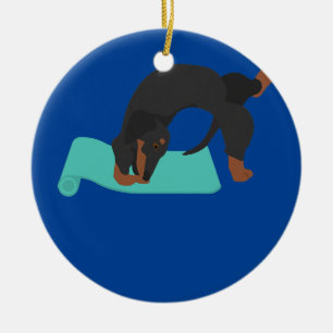 Dachshund Yoga Position Chakra Spiritual Keramik Ornament