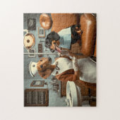 Dachshund-Zahnarzt Retro canine Zahnpflege Puzzle (Vertikal)