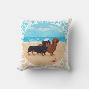 Dachshunde am Strand Kissen