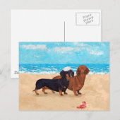 Dachshunde am Strand Postkarte (Vorne/Hinten)