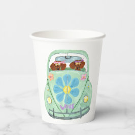 Dachshunde im Hippie-Auto Pappbecher