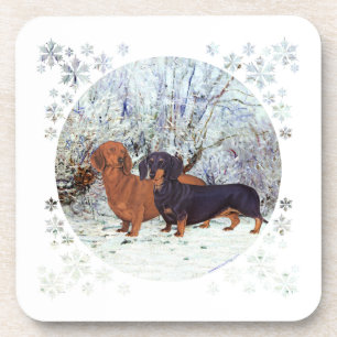 Dachshunde im Schnee Untersetzer