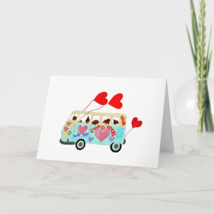 Dachshunde in ihrem Hippie-Liebesvan Feiertagskarte