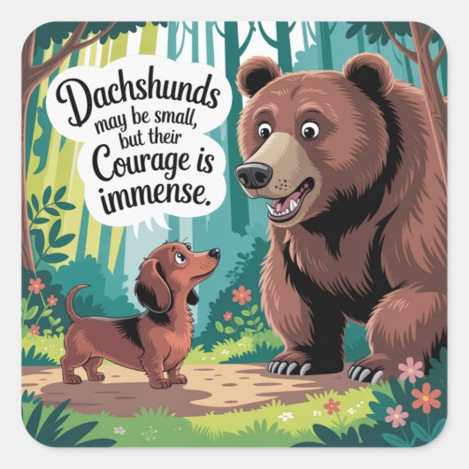 Dachshunde können klein sein quadratischer aufkleber (Vorderseite)