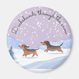 Dachshunde Schnee Süße Weihnachten Teckel Doxie Magnet