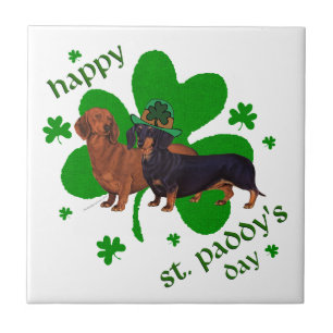 Dachshunde St. Patricks Tag Fliese