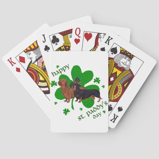 Dachshunde St. Patricks Tag Spielkarten (Rückseite)