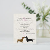 Dachshunds Custom Ivory Wedding Invitation Postkarte (Stehend Vorderseite)