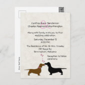 Dachshunds Custom Ivory Wedding Invitation Postkarte (Vorne/Hinten)