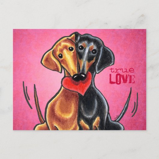 Dachshunds Heart Love Message Custom Postkarte (Vorderseite)
