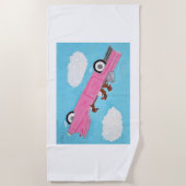 Dachshunds in a Pink Convertible Car Strandtuch (Vorderseite)
