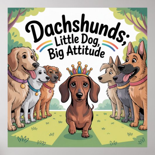 Dachshunds Kleiner Hund, große Attitüde Poster (Vorne)