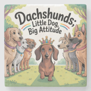 Dachshunds Kleiner Hund, große Attitüde Steinuntersetzer