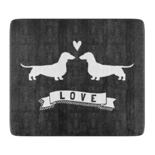Dachshunds Liebe - Hunde-Silhouetten mit Herz Schneidebrett