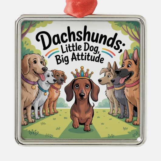 Dachshunds Little Dog, Big Attitude Ornament Aus Metall (Vorne)