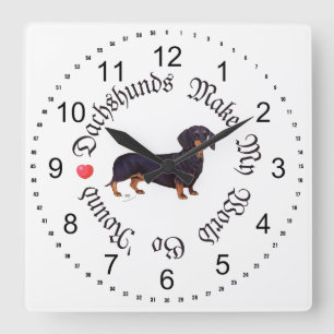 Dachshunds machen meine Welt Quadratische Wanduhr