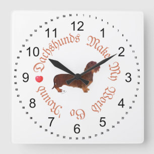 Dachshunds machen meine Welt Quadratische Wanduhr