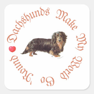 Dachshunds machen meine Welt Quadratischer Aufkleber