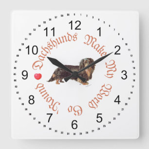 Dachshunds Make My World Quadratische Wanduhr