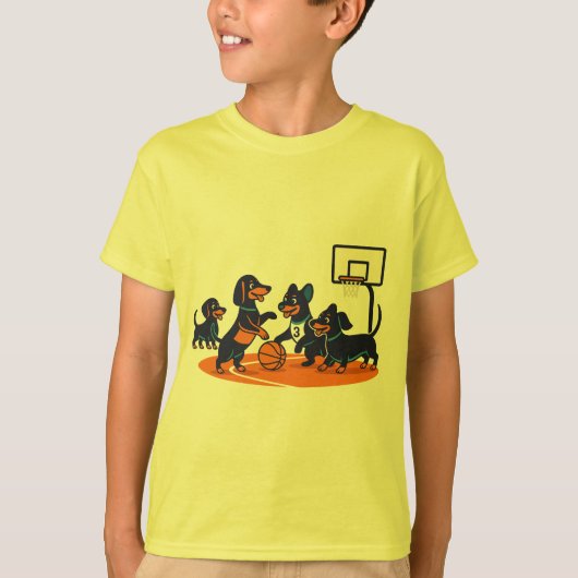 Dachshunds playing Basket Ball T-Shirt (Vorderseite)